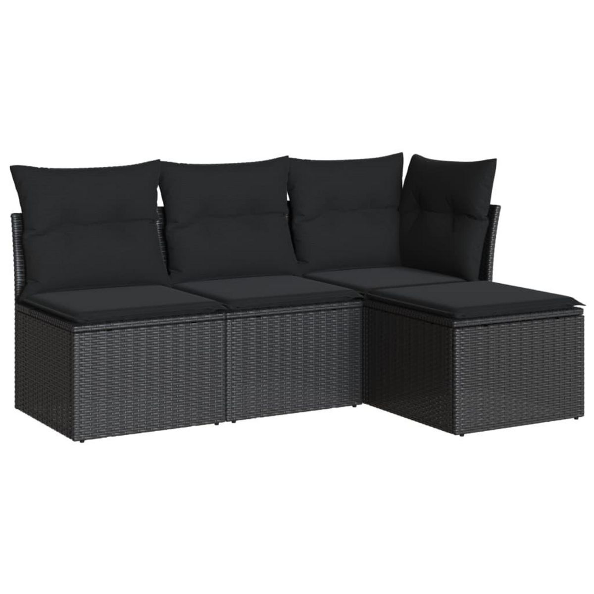 VIDAXL Salon de jardin 4 pcs avec coussins noir resine tressee