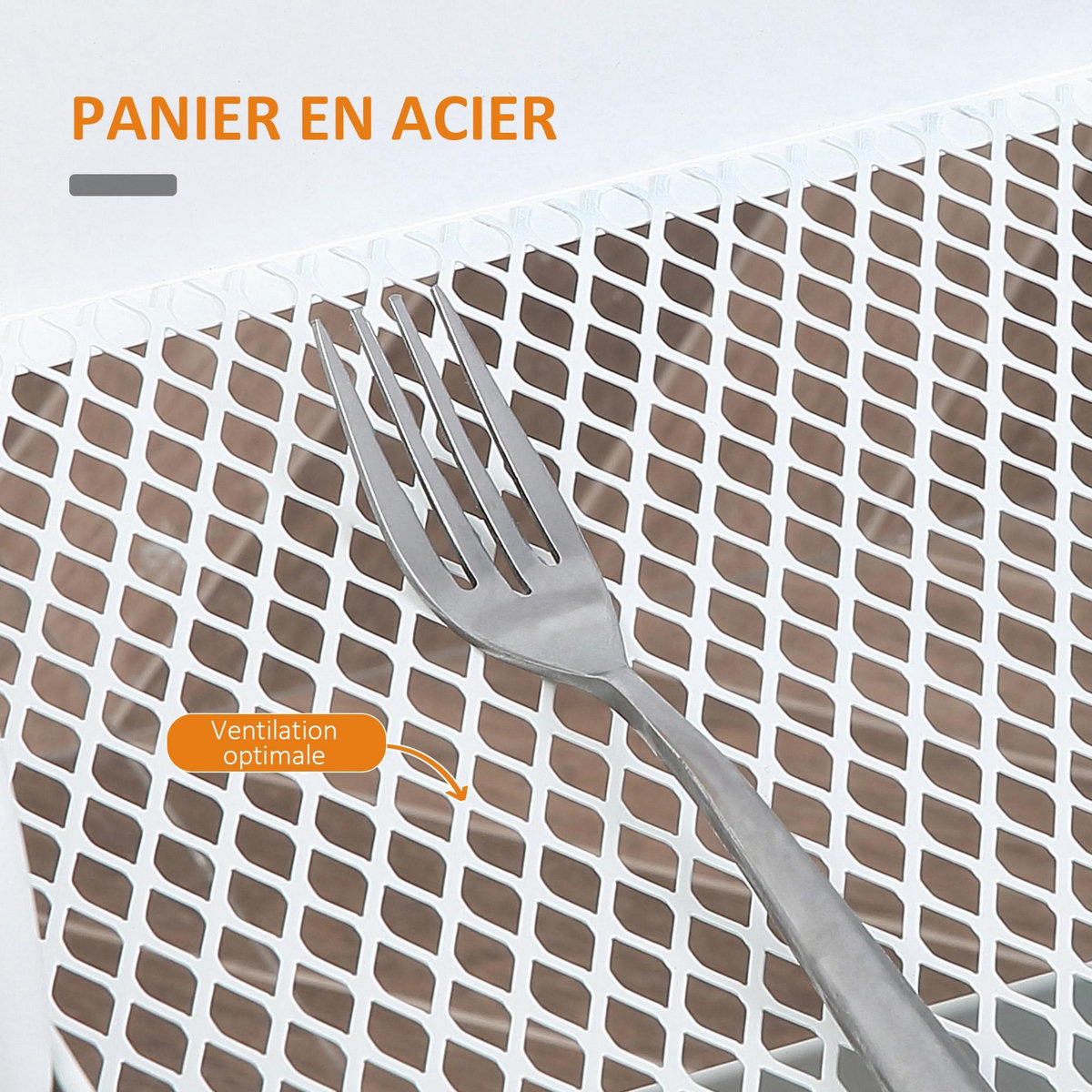 HOMCOM Desserte de cuisine chariot de service design industriel 3 étagères plateau amovible aspect bois clair acier