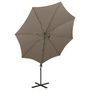 Voir la diapositive 4 : VIDAXL Parasol de jardin en porte-a-faux et mat et lumieres LED taupe