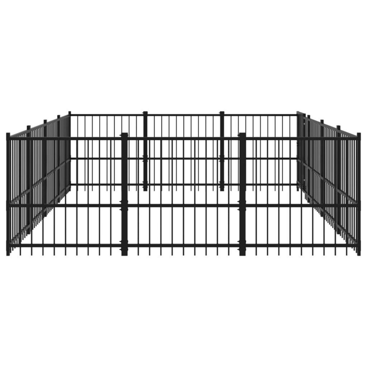 VIDAXL Chenil d'exterieur pour chiens Acier 11,58 m²