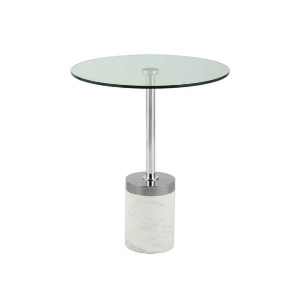 Paris Prix Table d'Appoint en Marbre  Lana  53cm Argent & Blanc