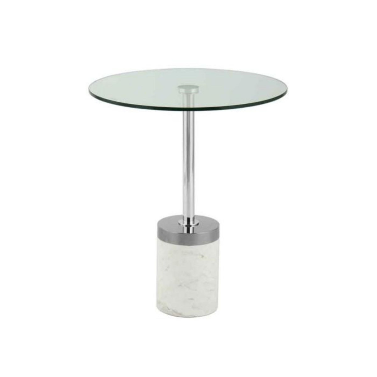 Paris Prix Table d'Appoint en Marbre  Lana  53cm Argent & Blanc