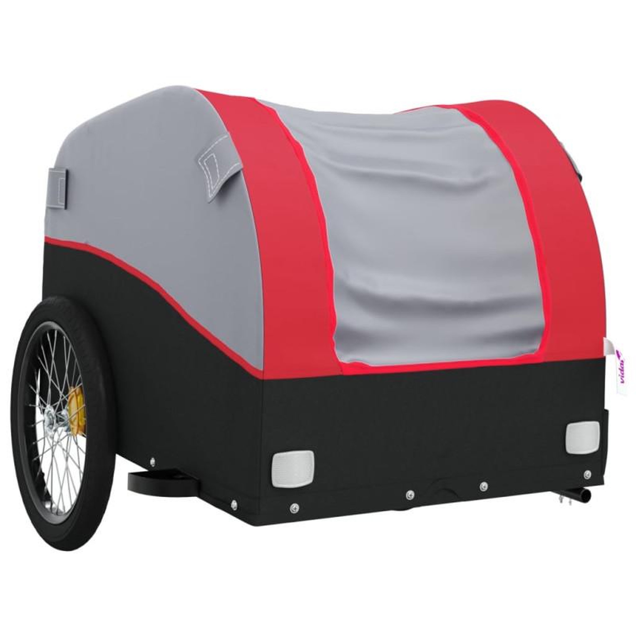 Voir la diapositive 4 : VIDAXL Remorque de vélo noir et rouge 45 kg fer
