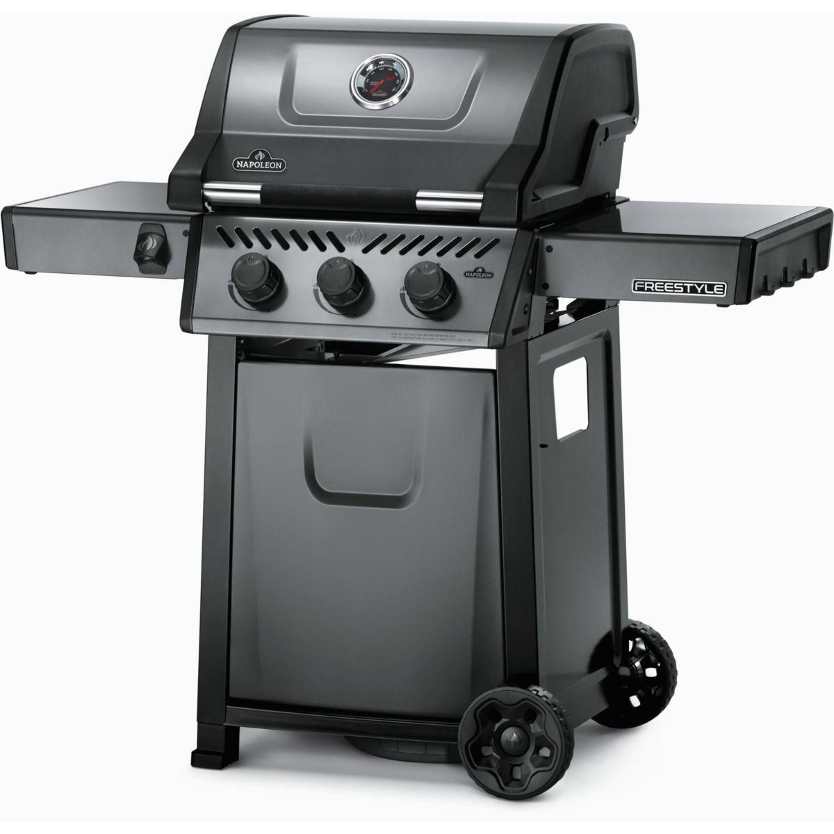 NAPOLEON Barbecue gaz Freestyle F365PGT-FR gris noir 3 brûleurs sur chariot, 51x45 cm