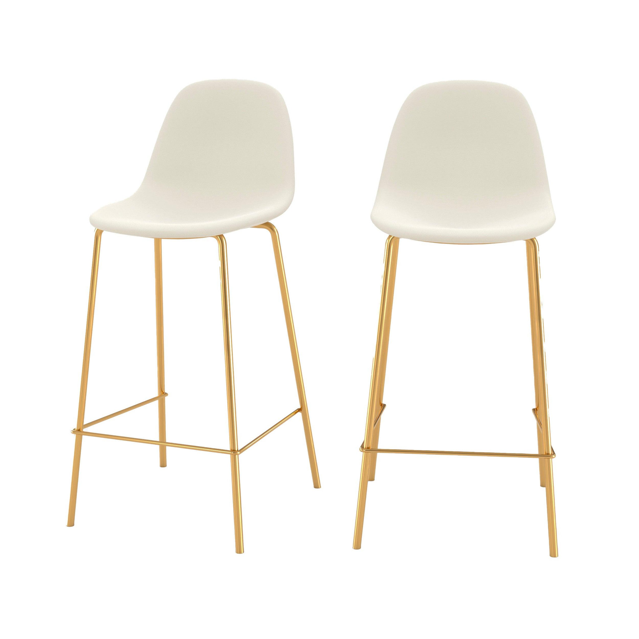 MAISON PAVANE Lot de 2 chaises pour îlot central 65 cm en cuir synthétique blanc-henrik