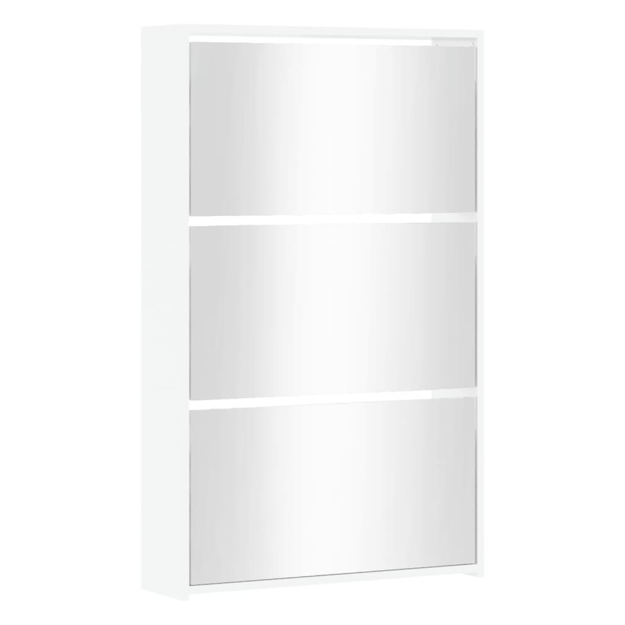 Voir la diapositive 3 : VIDAXL Armoire chaussures miroir 3niveaux Blanc brillant 63x17x102,5cm