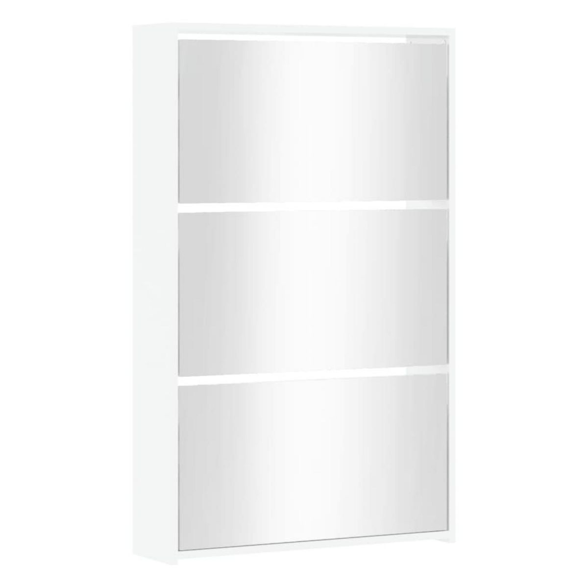 VIDAXL Armoire chaussures miroir 3niveaux Blanc brillant 63x17x102,5cm
