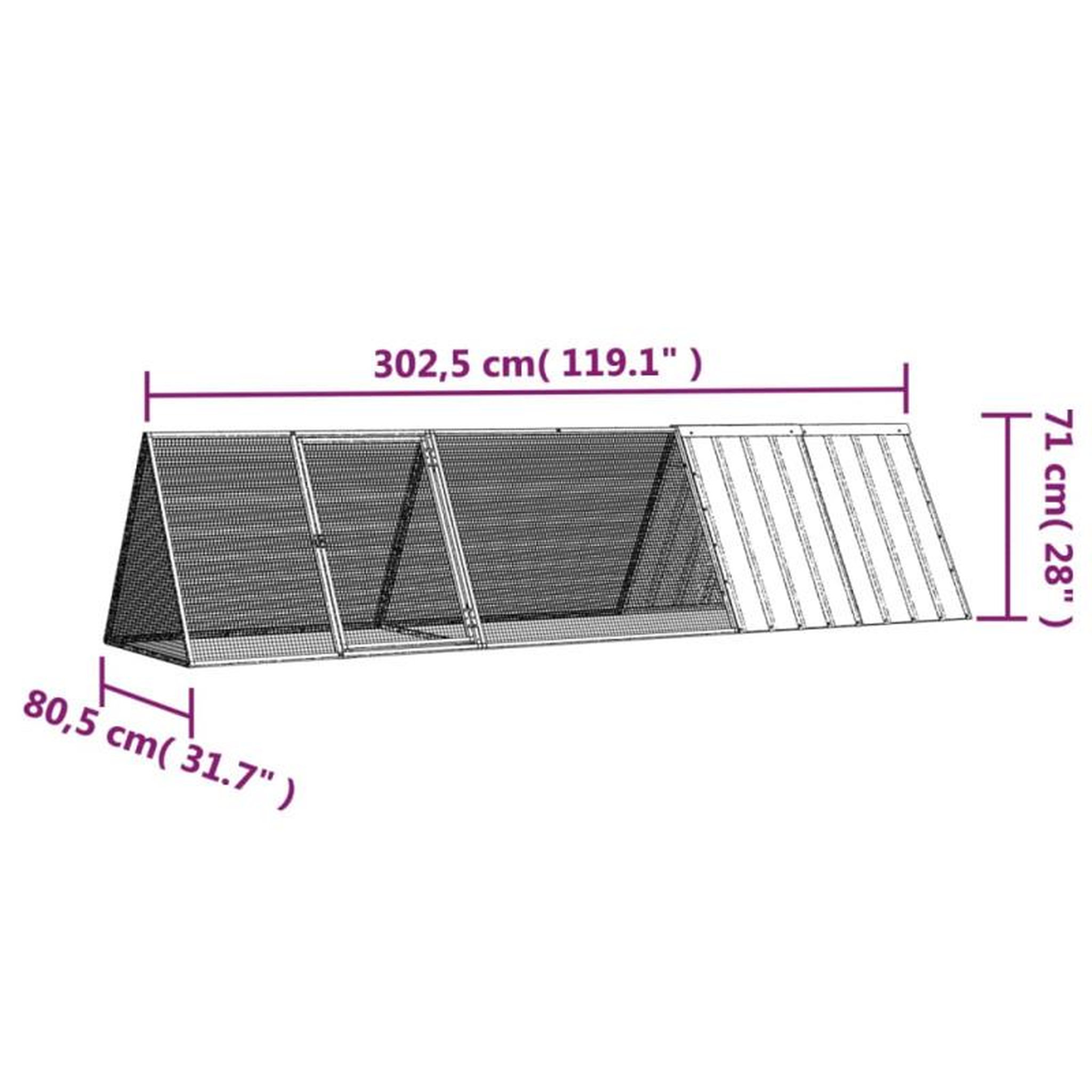 Voir la diapositive 6 : VIDAXL Cage pour lapin Gris 302,5x80,5x71 cm Acier galvanisé