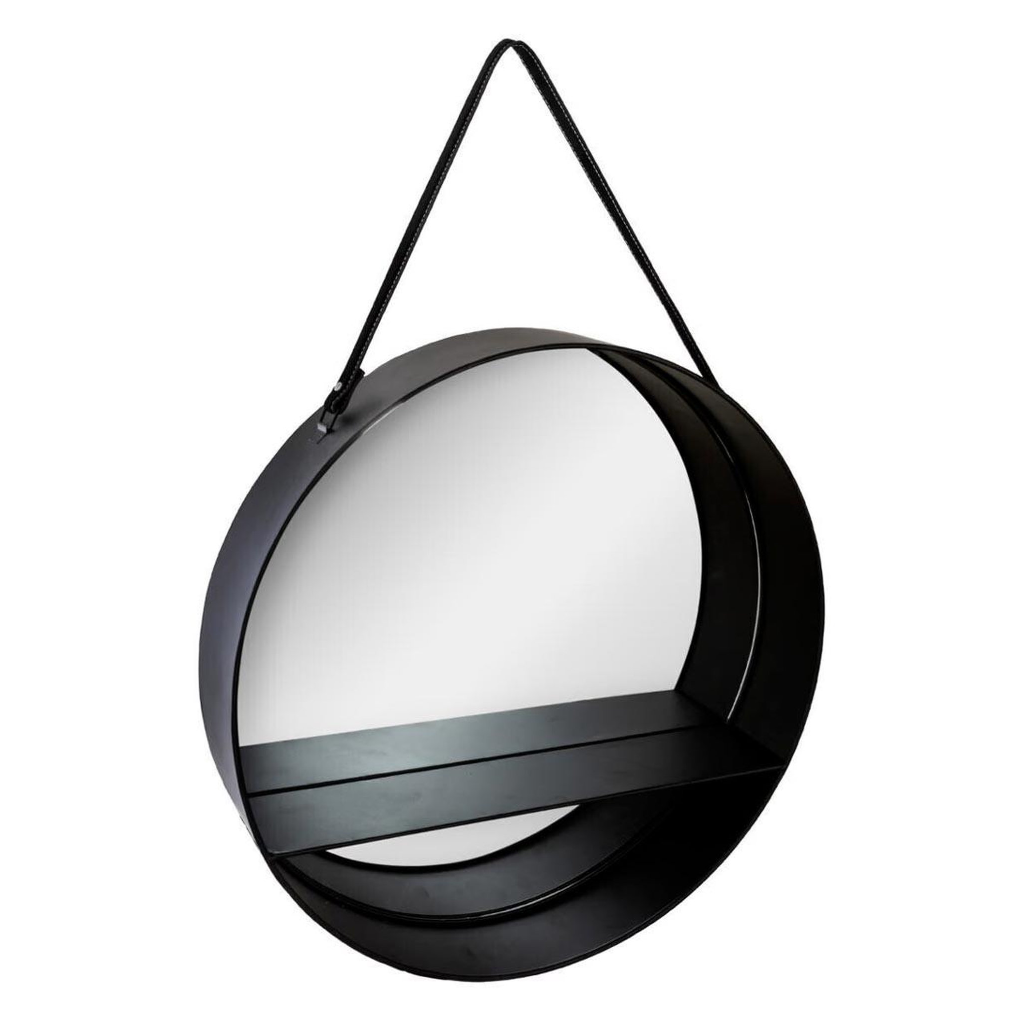 Voir la diapositive 1 : ATMOSPHERA Miroir étagère en métal  belt  55cm noir