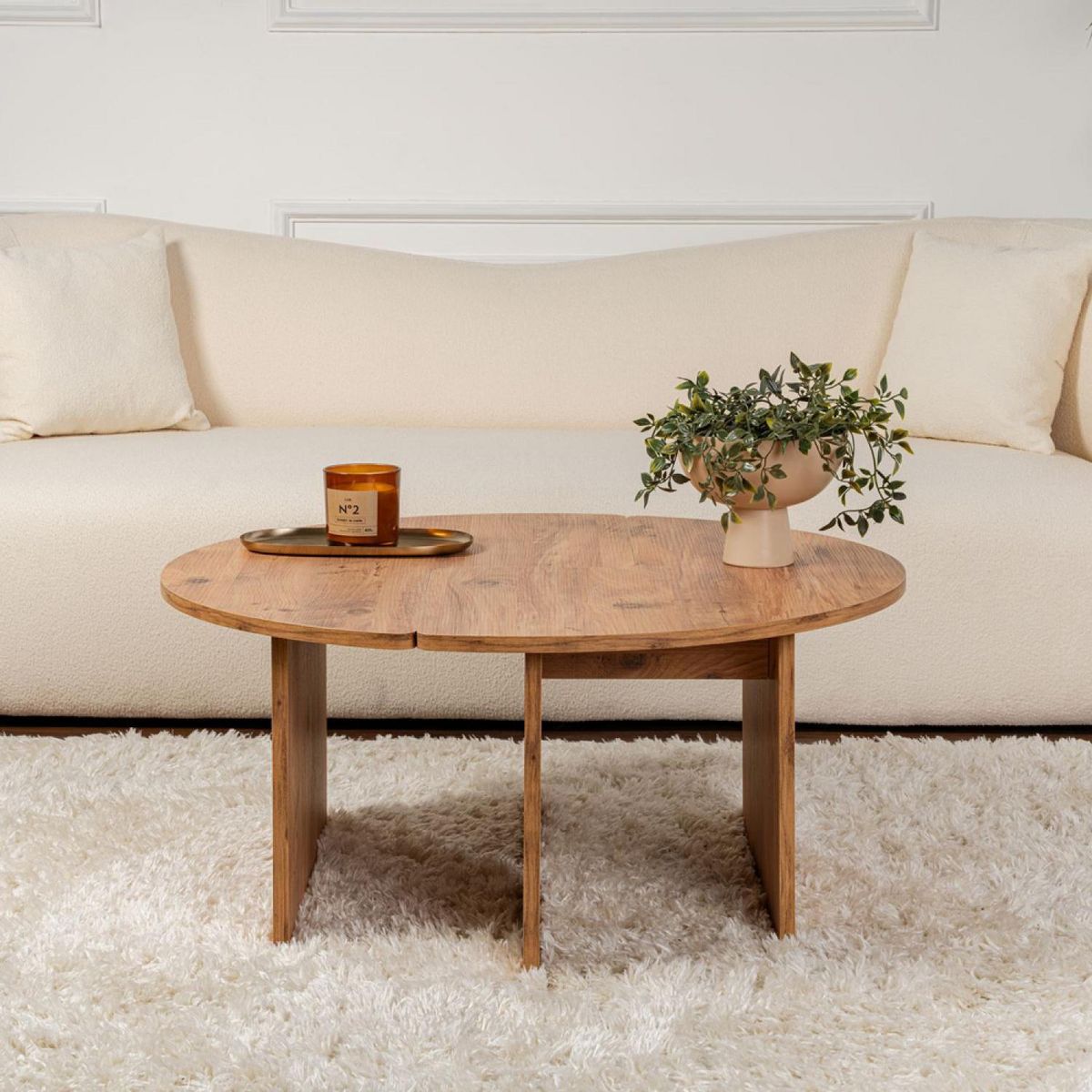 CONCEPT USINE Table basse ronde duo pin atlantique 90cm AZUS