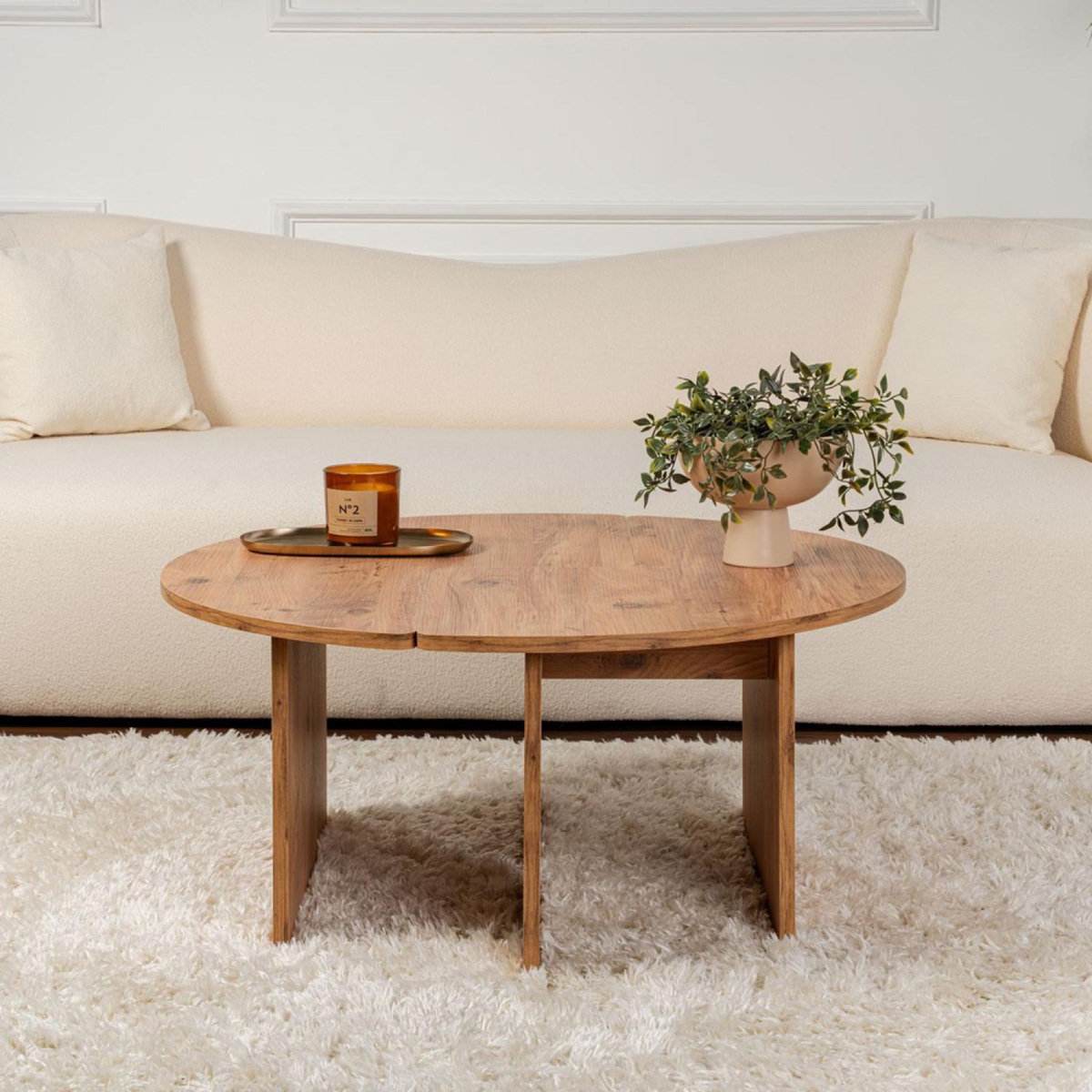 CONCEPT USINE Table basse ronde duo pin atlantique 90cm AZUS