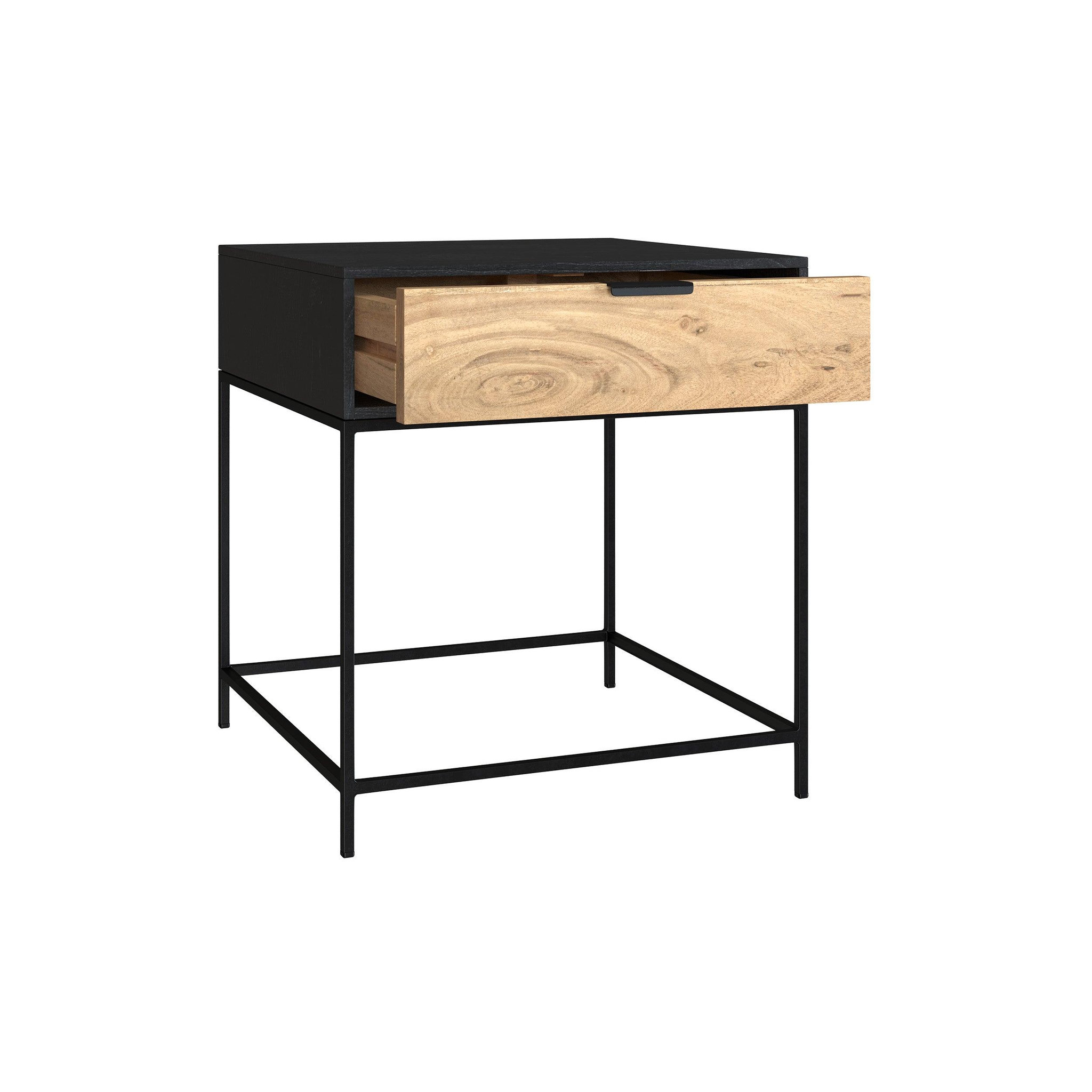 Voir la diapositive 6 : MAISON PAVANE Table de chevet 1 tiroir en bois d'acacia et métal noir-jakson