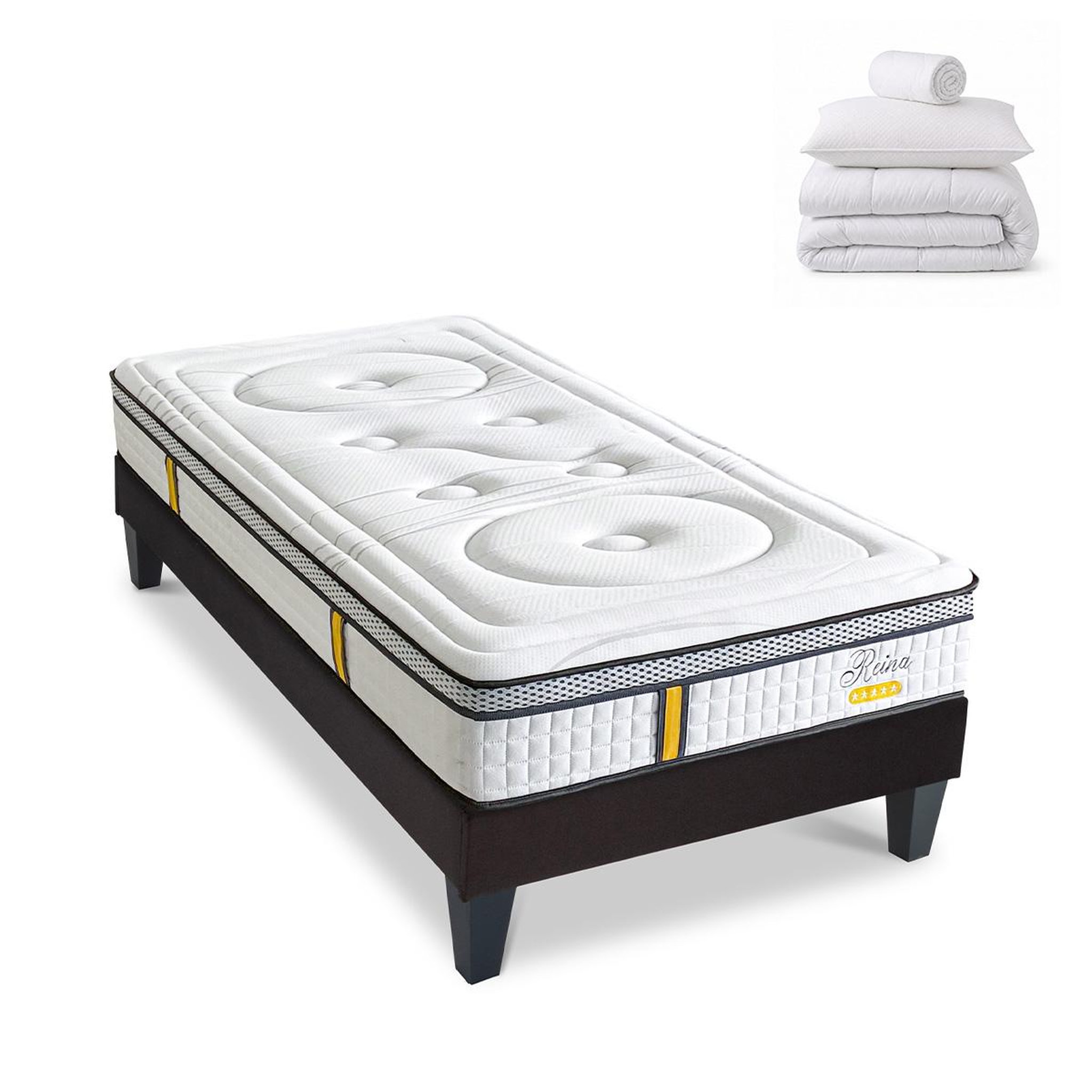 Voir la diapositive 1 : BELLECOUR Bellecour literie | pack prêt à dormir reina 2.0 | matelas ressorts ensachés + sommier + accessoires
