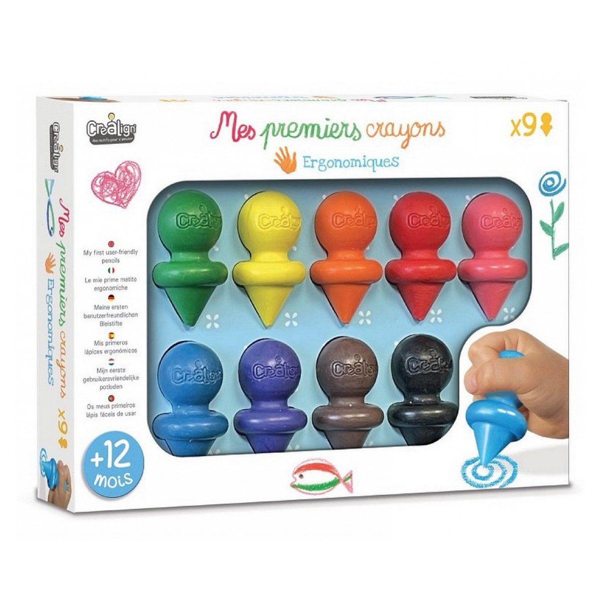 CREALIGN Boite de 9 mes premiers crayons