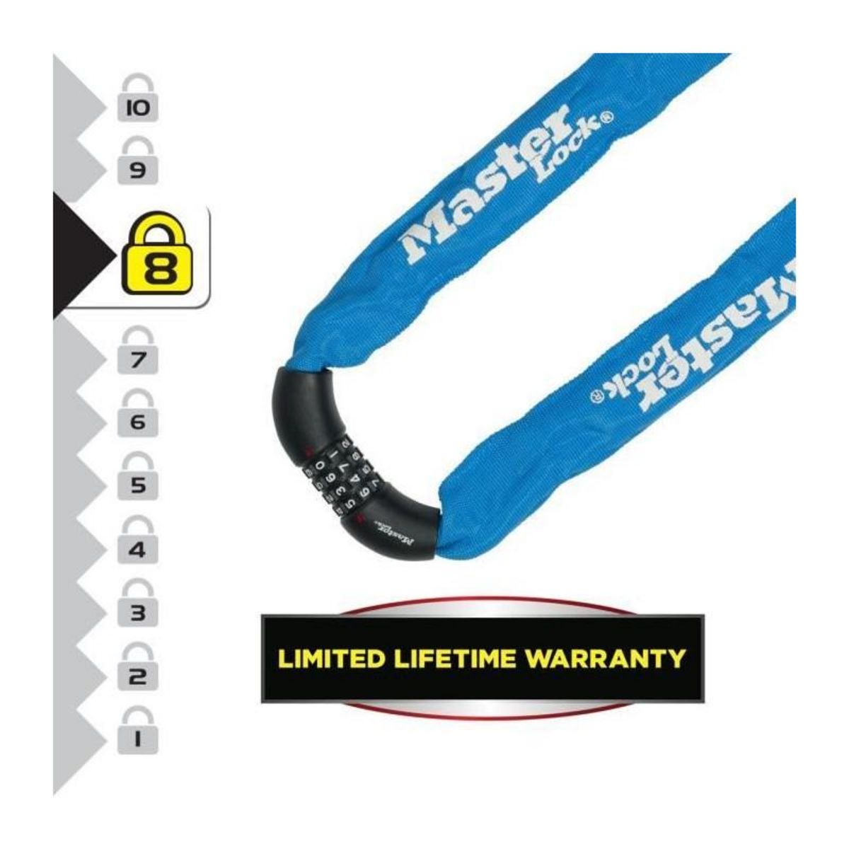 Master lock Chaîne Antivol Vélo [Combinaison] [90 cm Chaîne] [Couleur Aléatoire] 8392EURDPROCOL