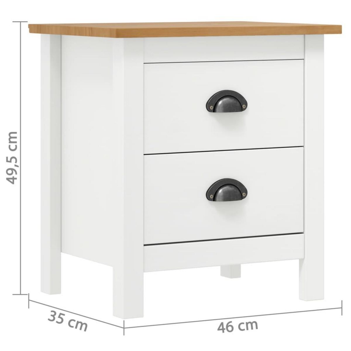 VIDAXL Tables de chevet Hill 2 pcs Blanc 46x35x49,5 cm Bois pin solide
