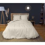 Home collection Parure de couette microfibre falbala beige. Coloris disponibles : Beige
