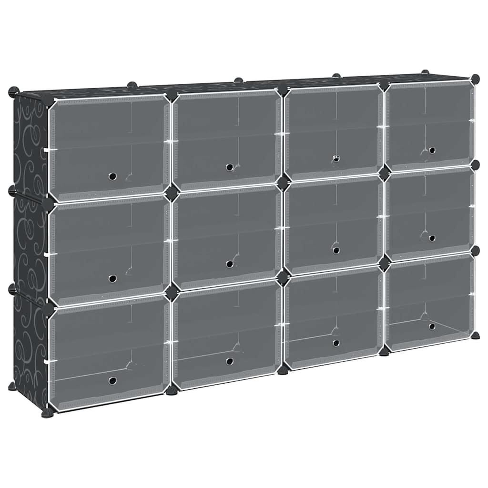 Voir la diapositive 2 : VIDAXL Cubes de rangement 12 pcs avec portes noir PP