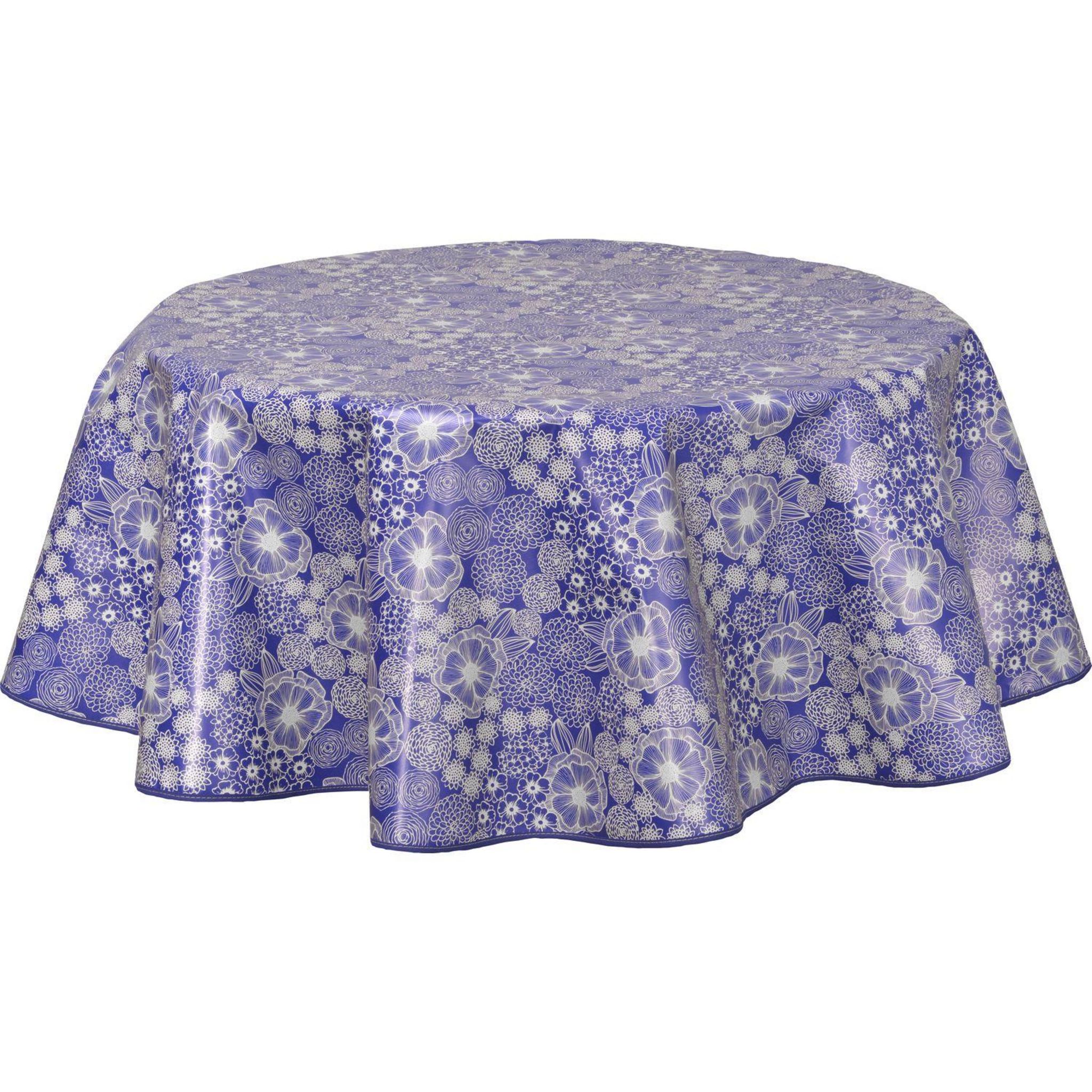 HABITABLE Nappe ronde en toile cirée design Dalia - Diam. 135 cm - Bleu ...