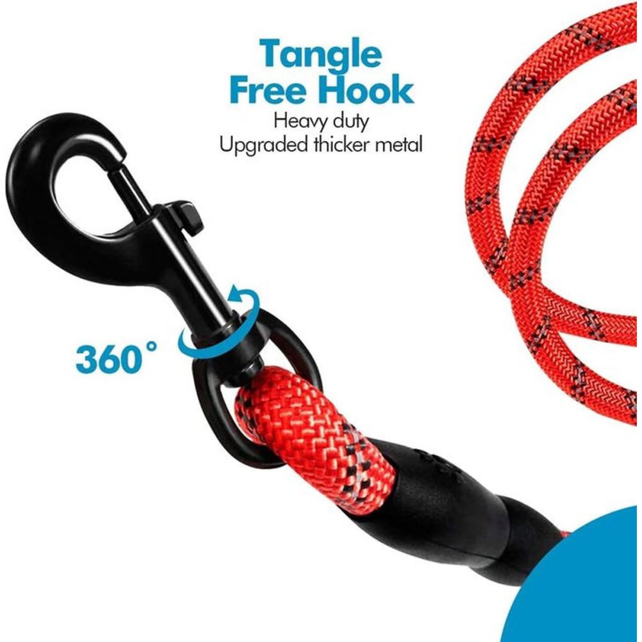 Voir la diapositive 4 : Laisse pour chien rouge 1,5 m en nylon avec poignée EVA réfléchissante et mousqueton pivotant 360°