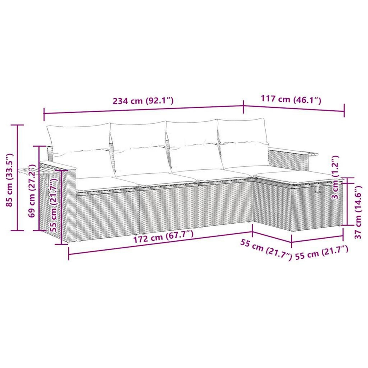 VIDAXL Salon de jardin 5 pcs avec coussins gris resine tressee