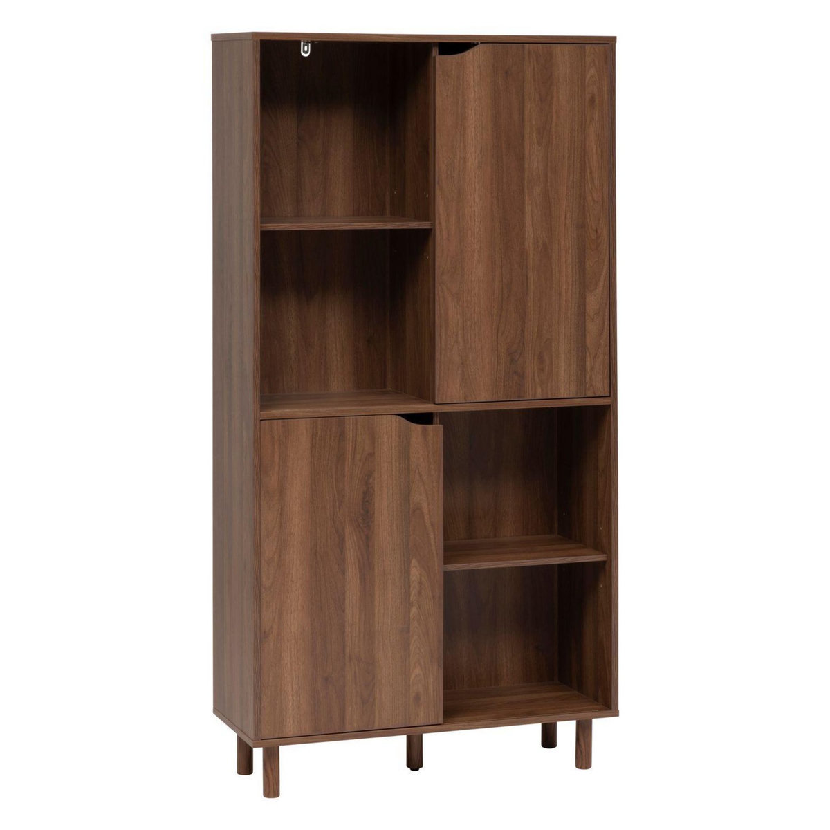 FIVE Bibliothèque 8 niches et 2 portes coulissantes effet noyer SLIDY - Marron