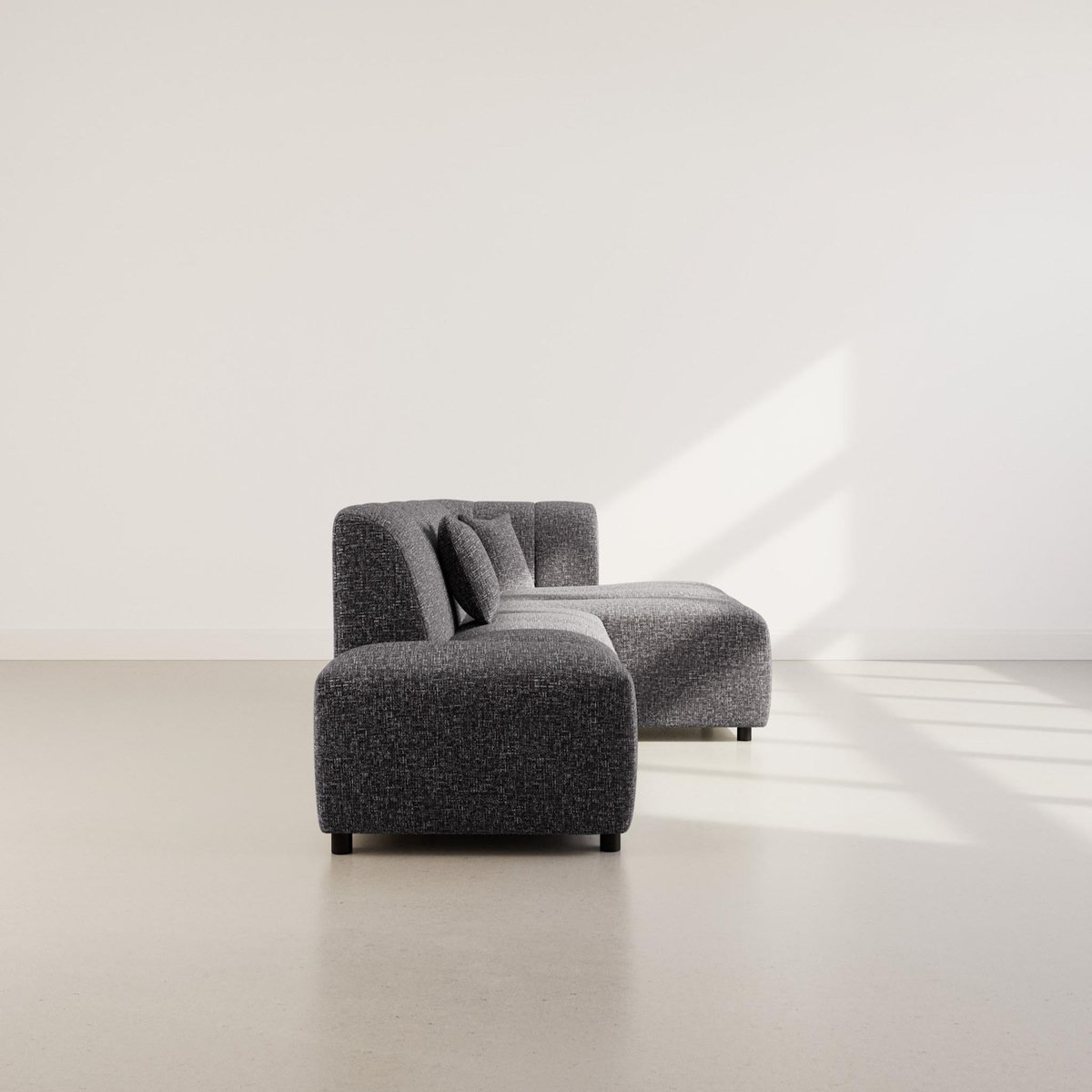 LISA DESIGN Curtis - canapé d'angle droit 4 places sans accoudoir en tissu texturé