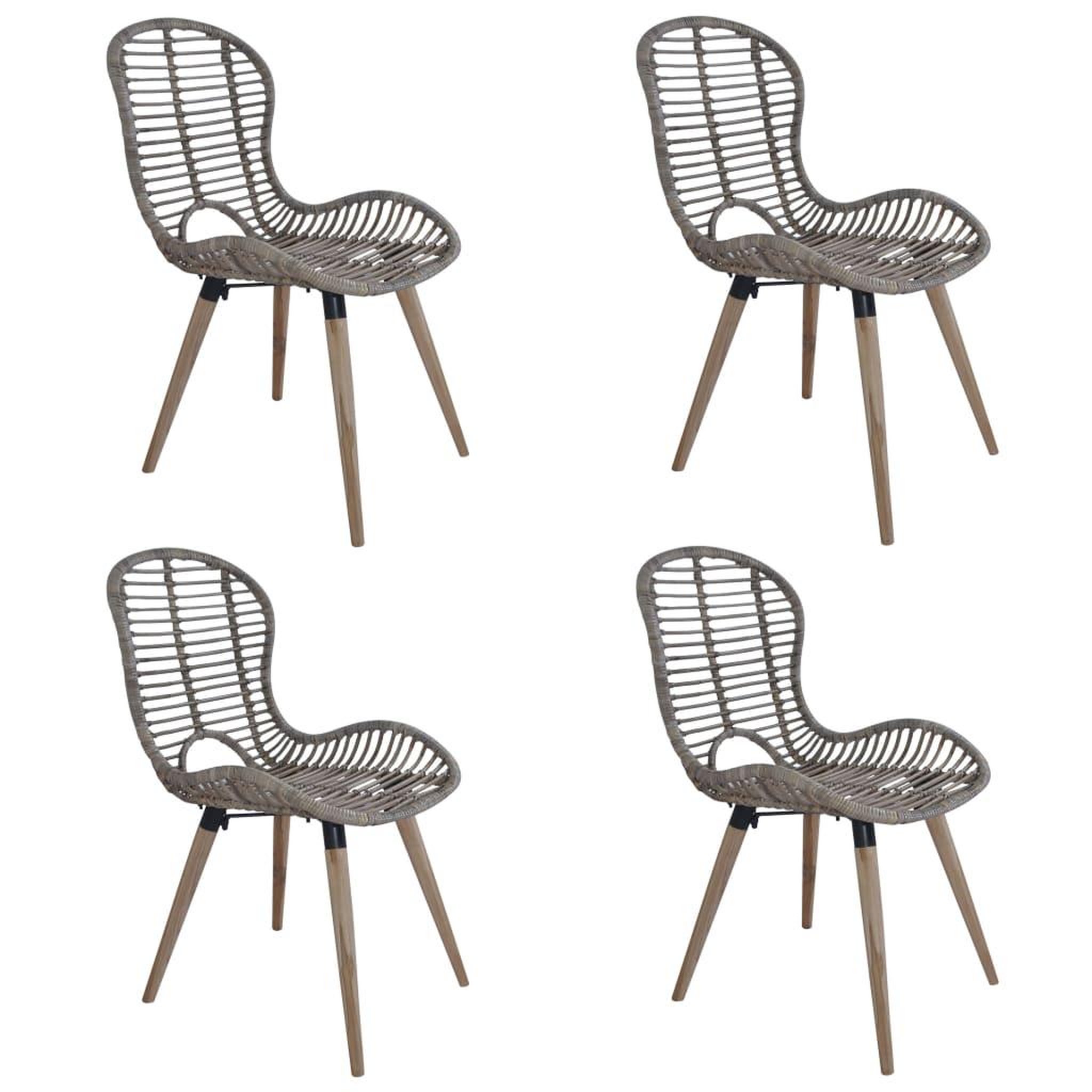 VIDAXL Chaises a manger lot de 4 marron rotin naturel