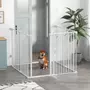 PAWHUT Barrière de sécurité parc enclos chien modulable pliable porte verrouillable intégrée 6 panneaux acier PP blanc