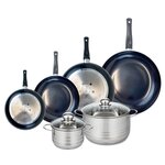 ELO Ensemble de 4 Poêles de cuisson 20, 24, 28 et 32 cm et 2 faitouts 16 et 24 cm Elo Prima Brillant