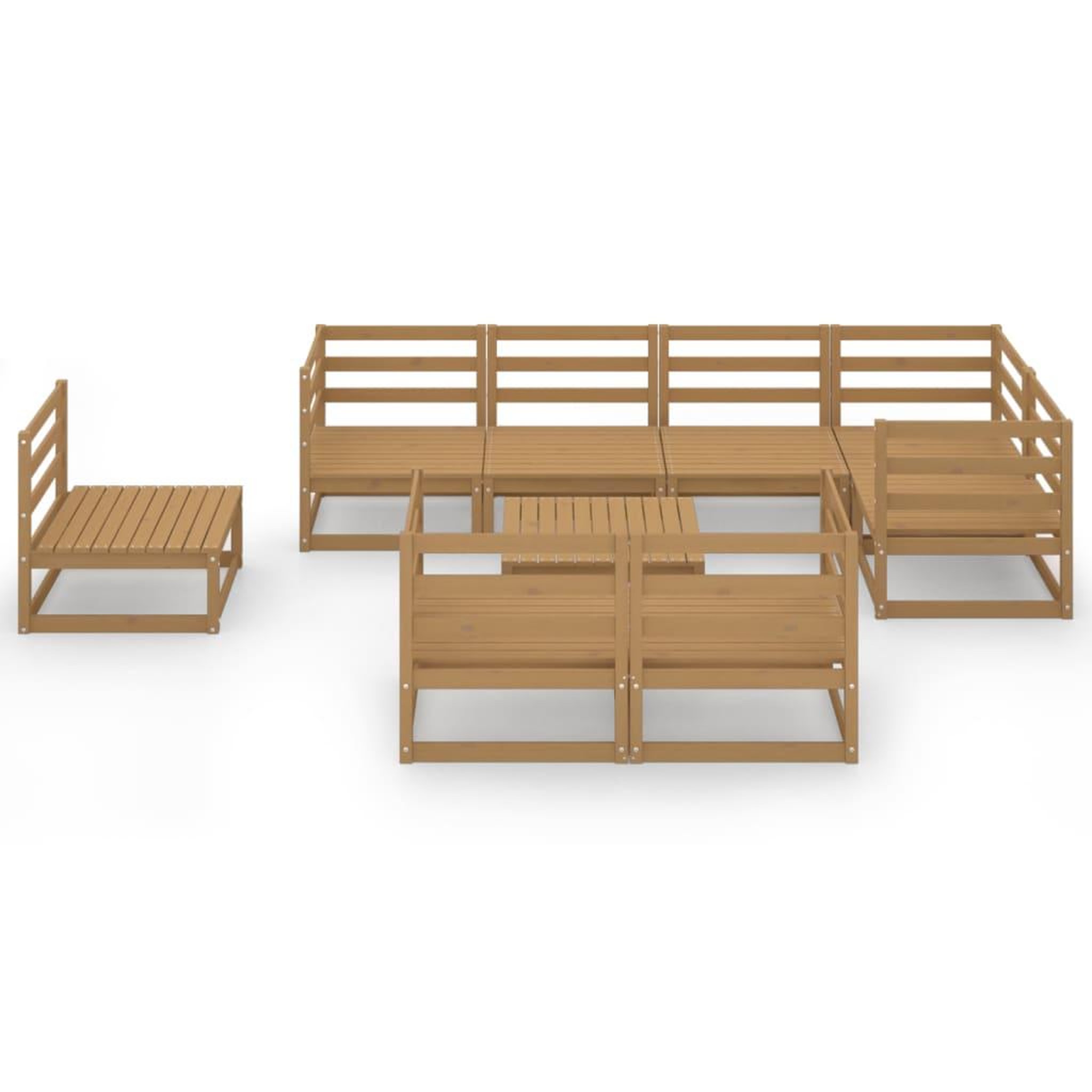Voir la diapositive 3 : VIDAXL Salon de jardin 9 pcs marron miel bois de pin massif