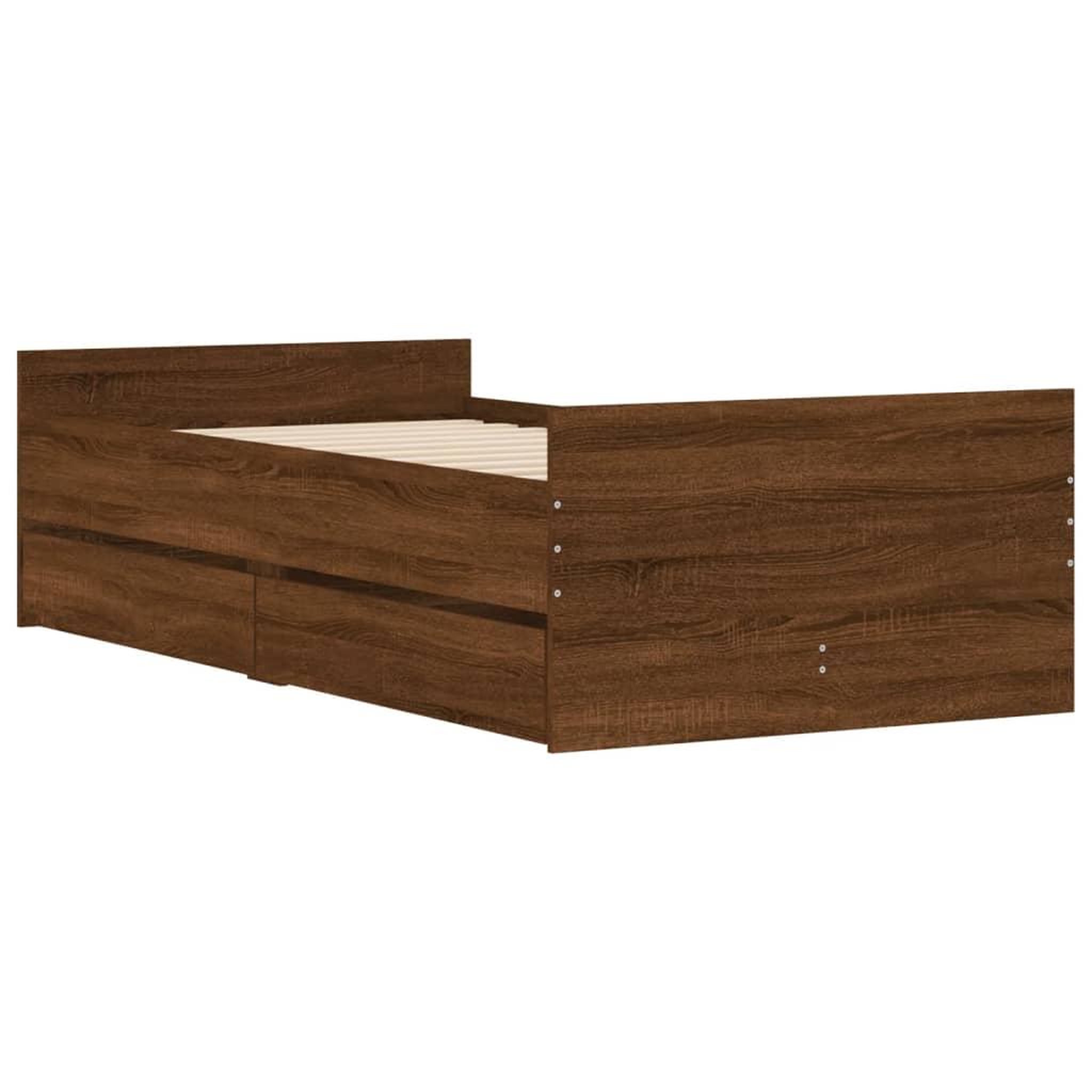 Voir la diapositive 4 : VIDAXL Cadre de lit avec tiroirs sans matelas chene marron 90x190 cm