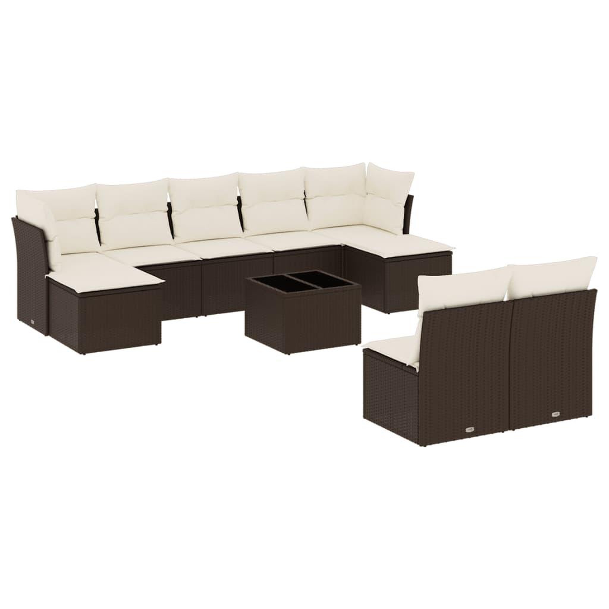 Voir la diapositive 2 : VIDAXL Salon de jardin 10 pcs avec coussins marron resine tressee