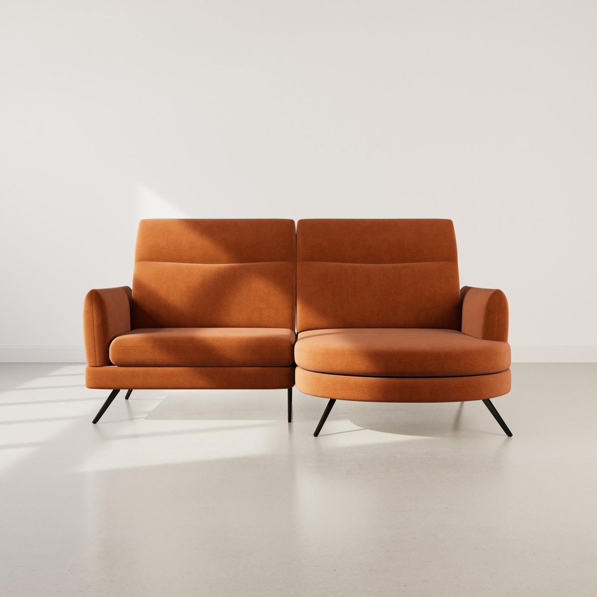 LISA DESIGN Terry - canapé d'angle droit 4 places avec têtières réglables en tissu texturé