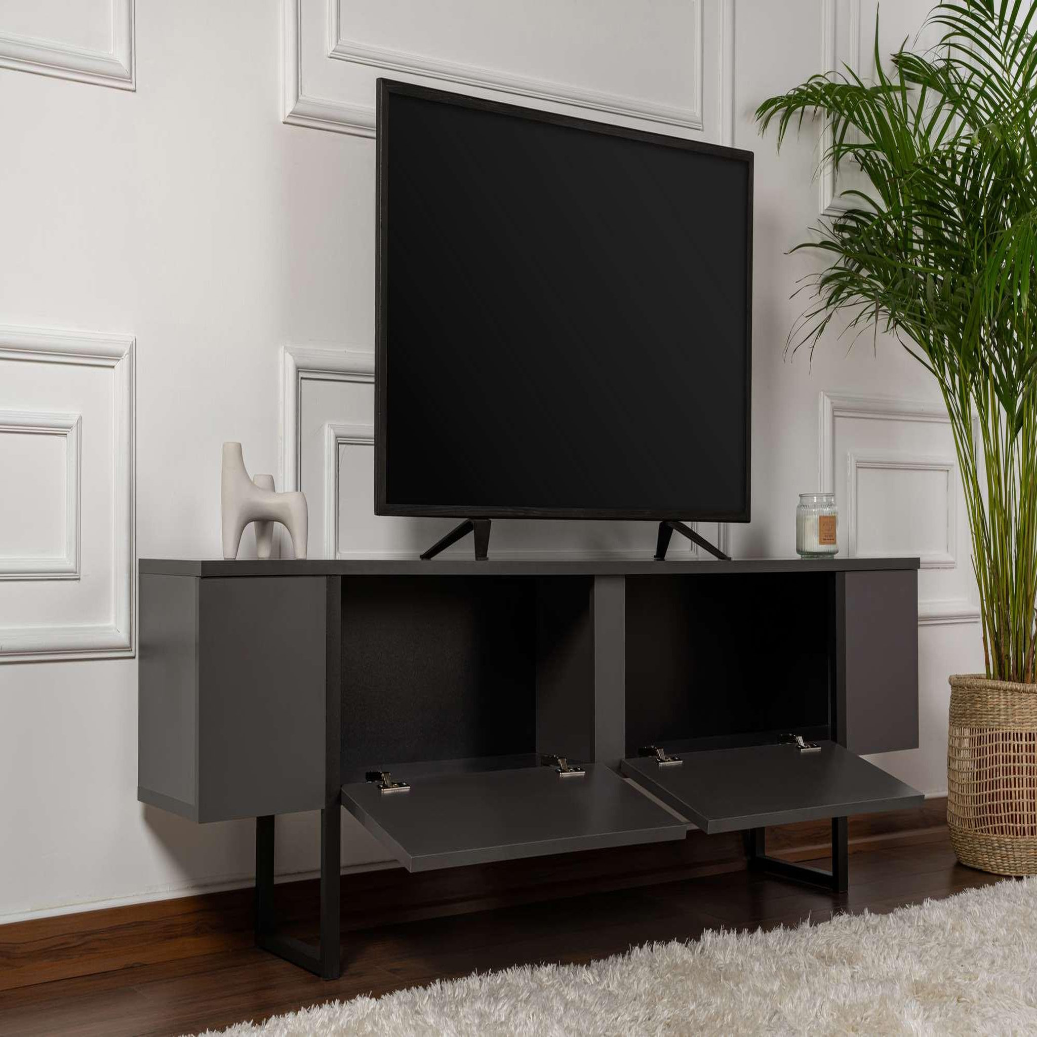 Voir la diapositive 4 : Habitat et Jardin Meuble tv en bois  serenity  180 x 30 x 50 cm - anthracite