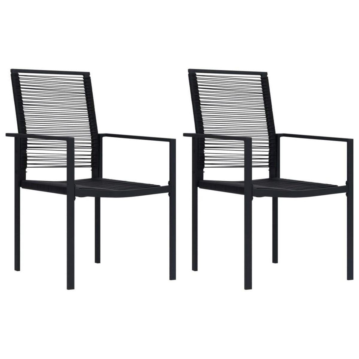 VIDAXL Chaises de jardin lot de 2 Rotin PVC Noir