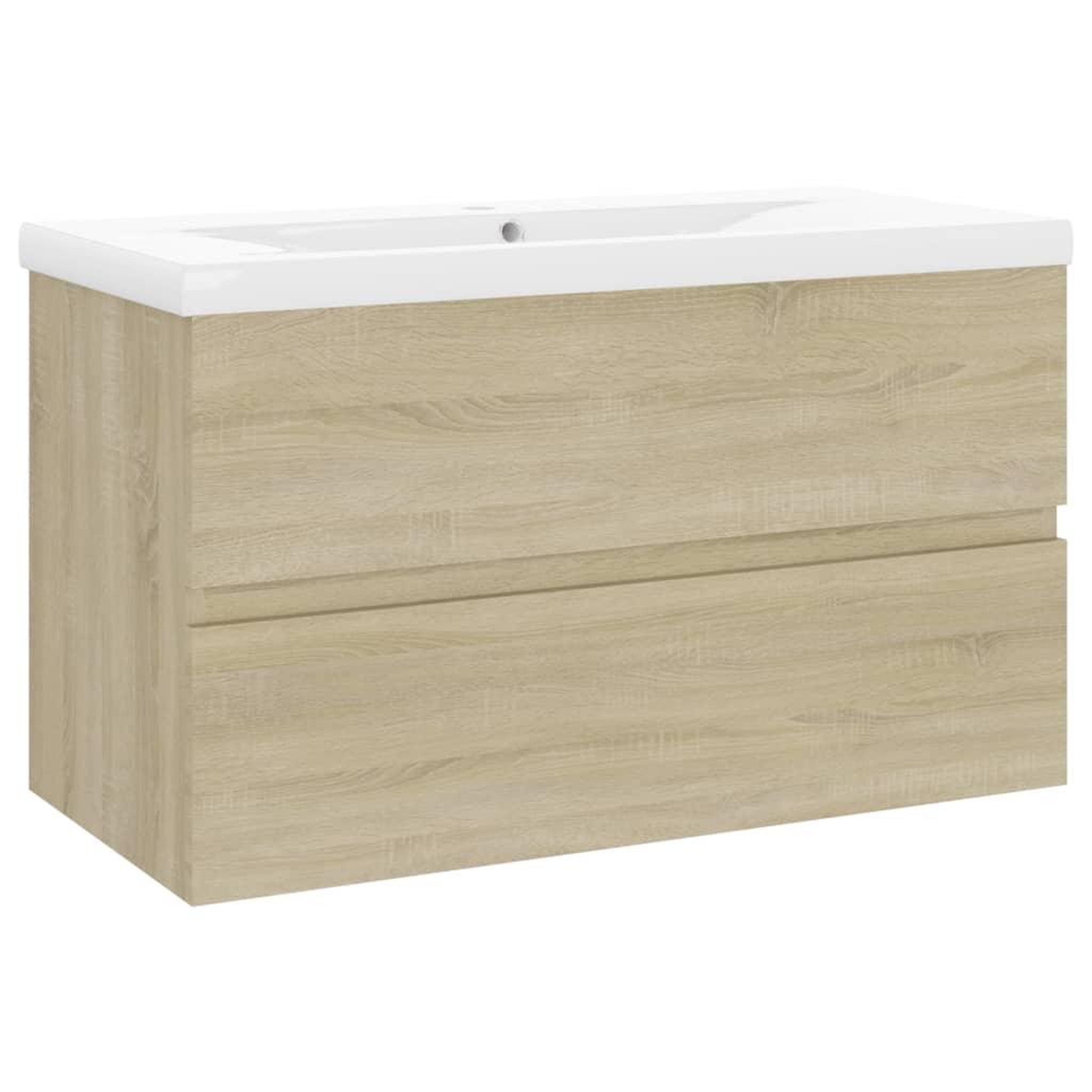 Voir la diapositive 2 : VIDAXL Armoire d'evier et lavabo integre Chene sonoma Bois ingenierie