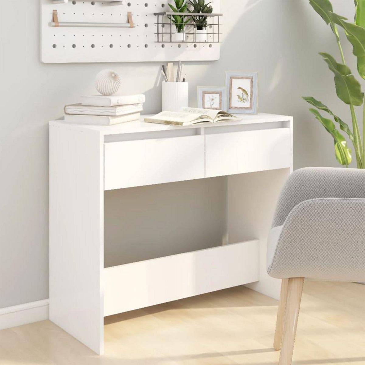 VIDAXL Table console Blanc 89x41x76,5 cm Acier
