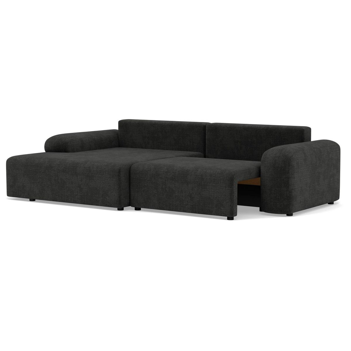 BEST MOBILIER Rebecca - canapé d'angle gauche 4 places convertible avec coffre en velours texturé