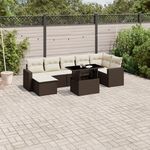 VIDAXL Salon de jardin 8 pcs avec coussins marron resine tressee
