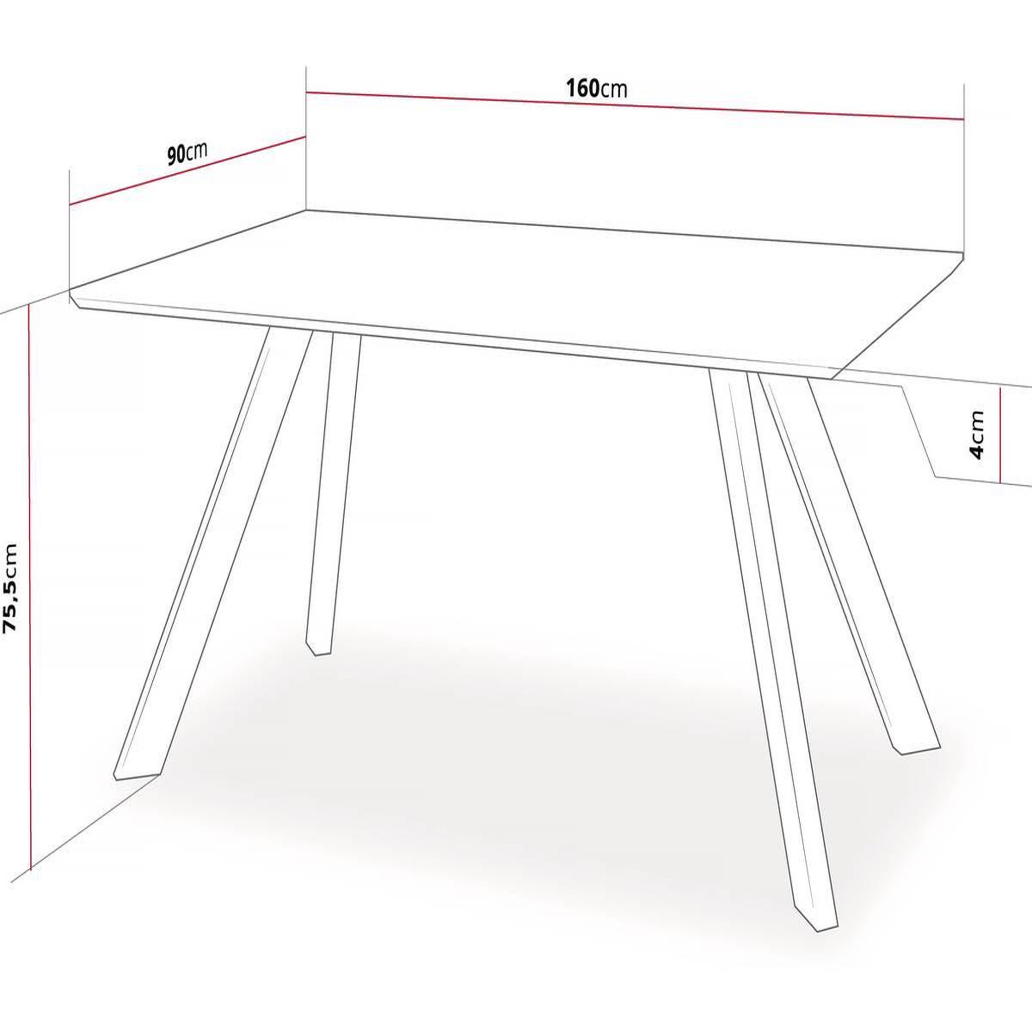 Voir la diapositive 3 : Habitat et Jardin Table repas  manhattan  chêne / noir - 160 x 90 x 75,5 cm