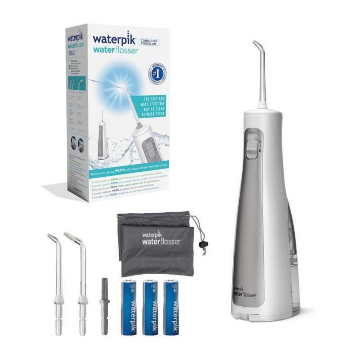 Waterpik Jet Dentaire - WATERPIK - WF-03 Freedom - Sans Fil - Portable - 2 Niveaux de pression - 3 Embouts - Sac inclus