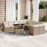 VIDAXL Salon de jardin 11 pcs avec coussins beige resine tressee