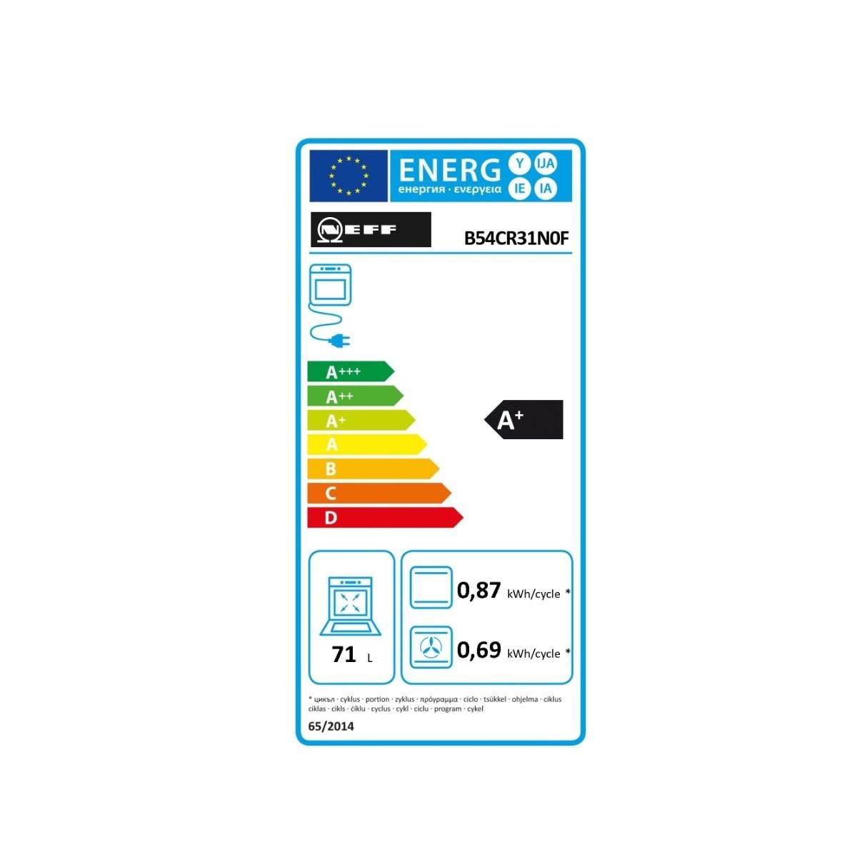 Neff Four intégrable multifonction 71l 60cm hydrolyse inox - B54CR31N0F