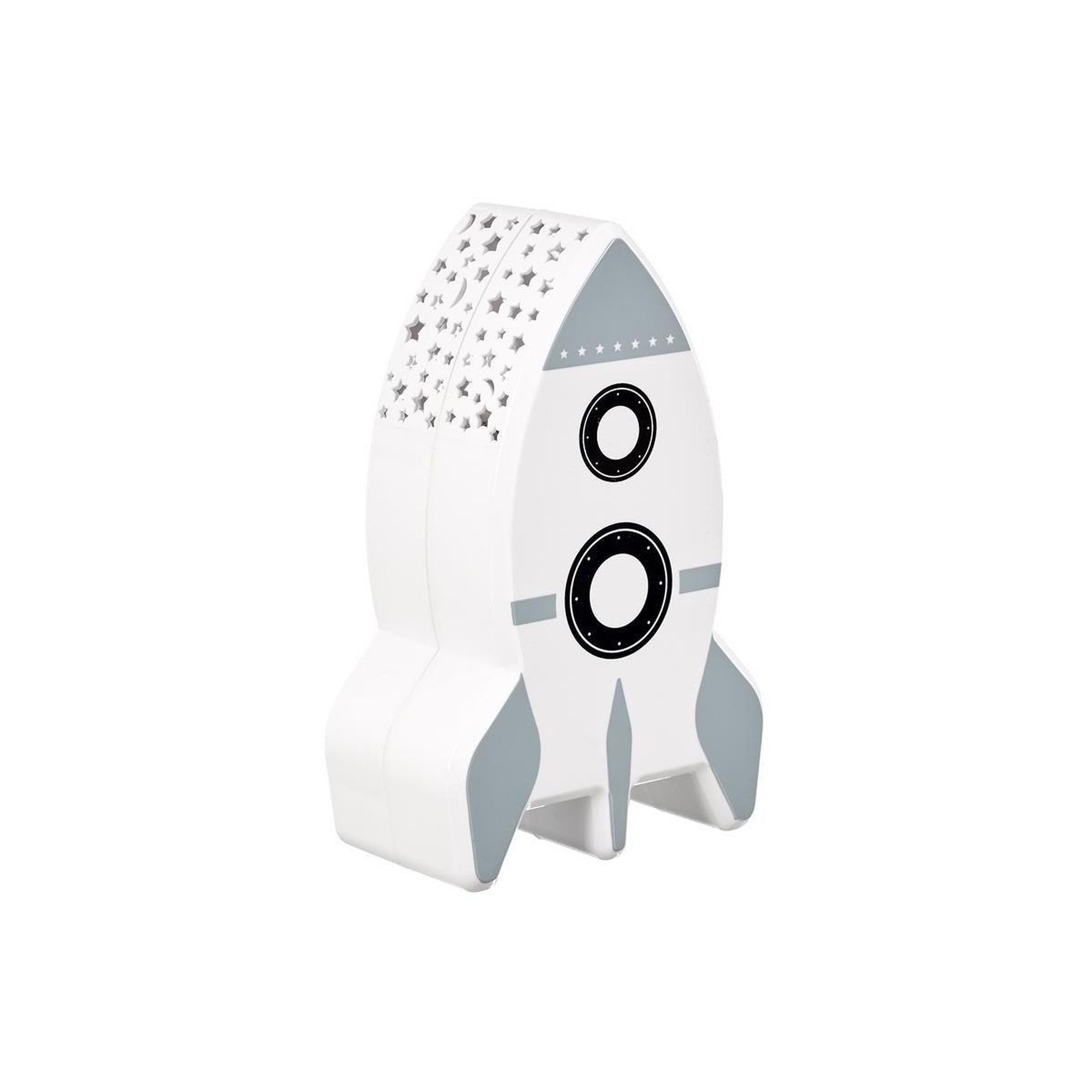 Voir la diapositive 2 : HOME DECO KIDS Veilleuse projection murale  fusée  15cm blanc