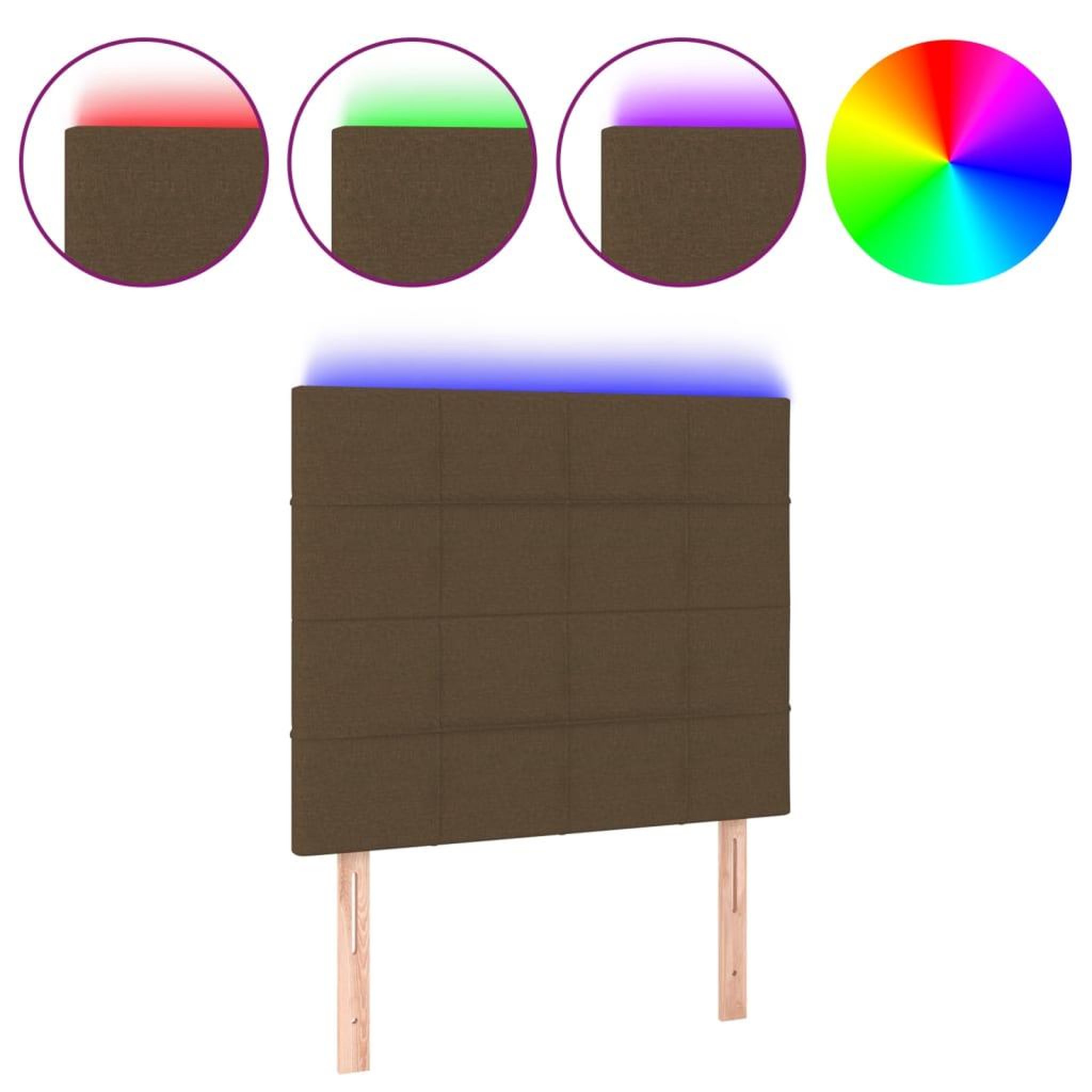 Voir la diapositive 2 : VIDAXL Tete de lit a LED Marron fonce 90x5x118/128 cm Tissu