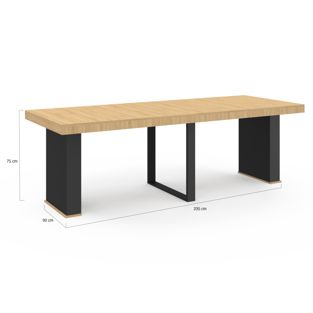 ID MARKET Table console extensible EDEN 10 personnes 235 cm bois et noir