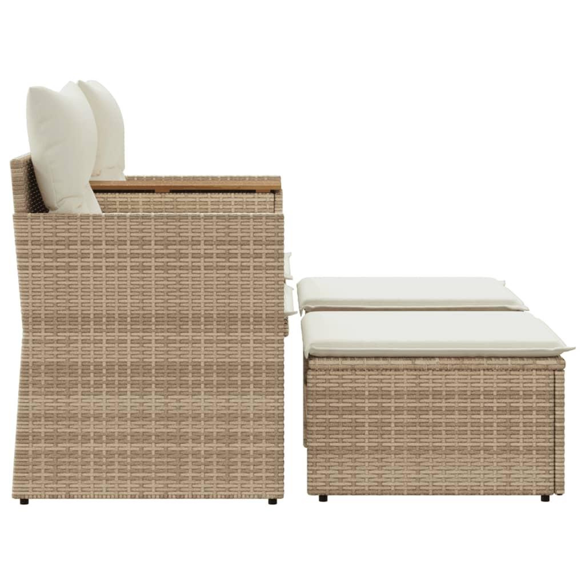 Voir la diapositive 5 : VIDAXL Canape de jardin 2 places avec tabourets beige resine tressee