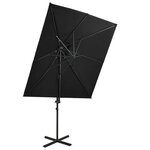 VIDAXL Parasol de jardin en porte-a-faux a double toit noir 250x250 cm