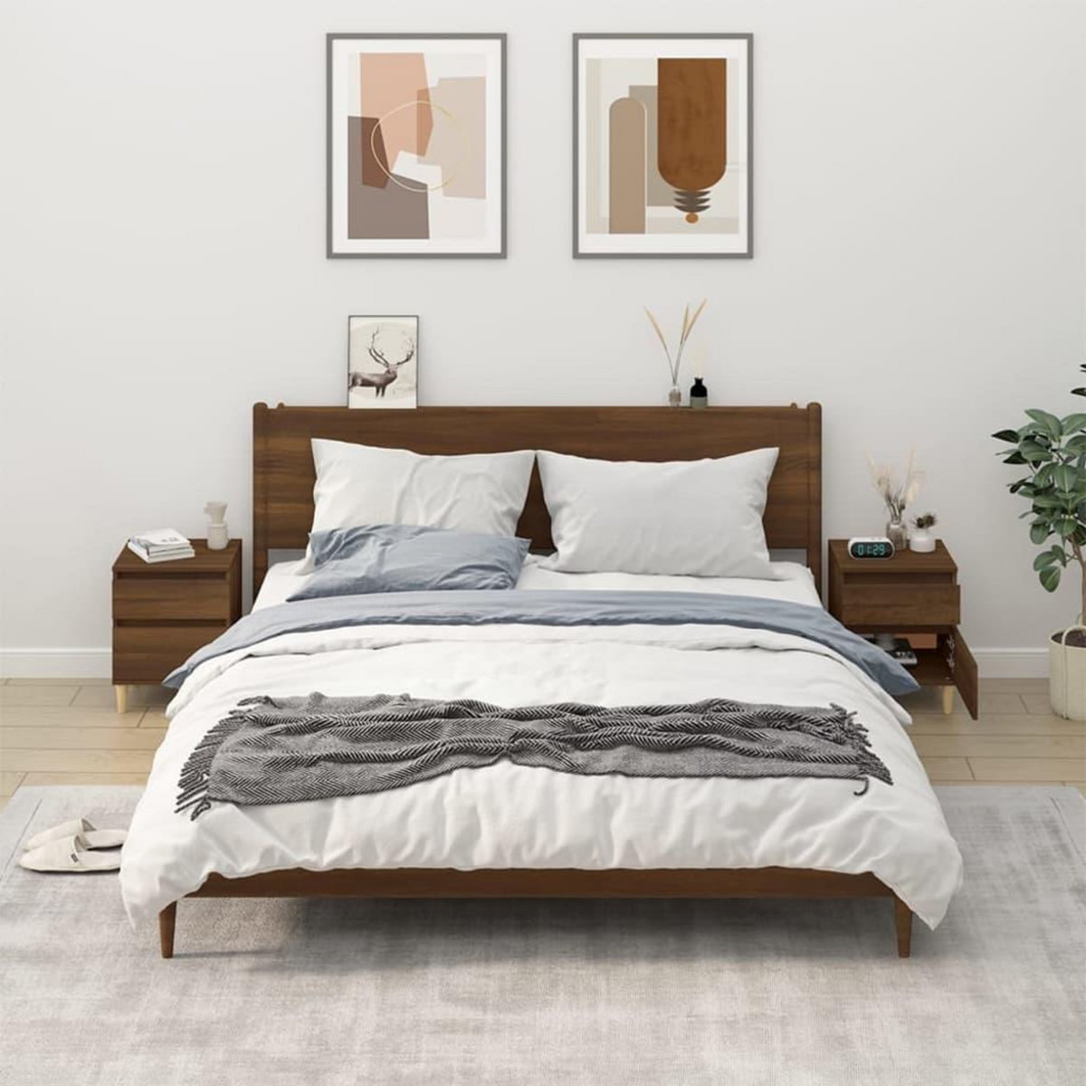 VIDAXL Tables de chevet 2 pcs Chene marron 40x35x50 cm